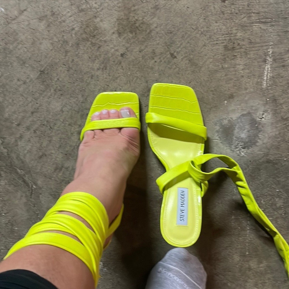 Neon yellow leather lace ups